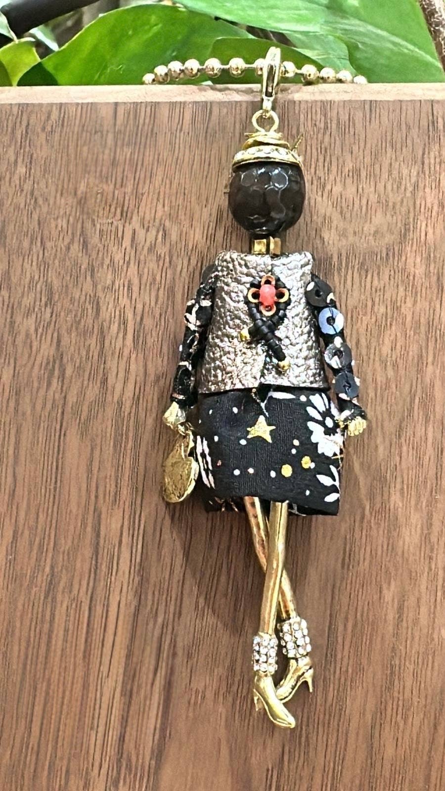 Pretty Persuasions - N23188G Stone Adorned French Doll Stainless Steel Necklace: 03 GD/Mint