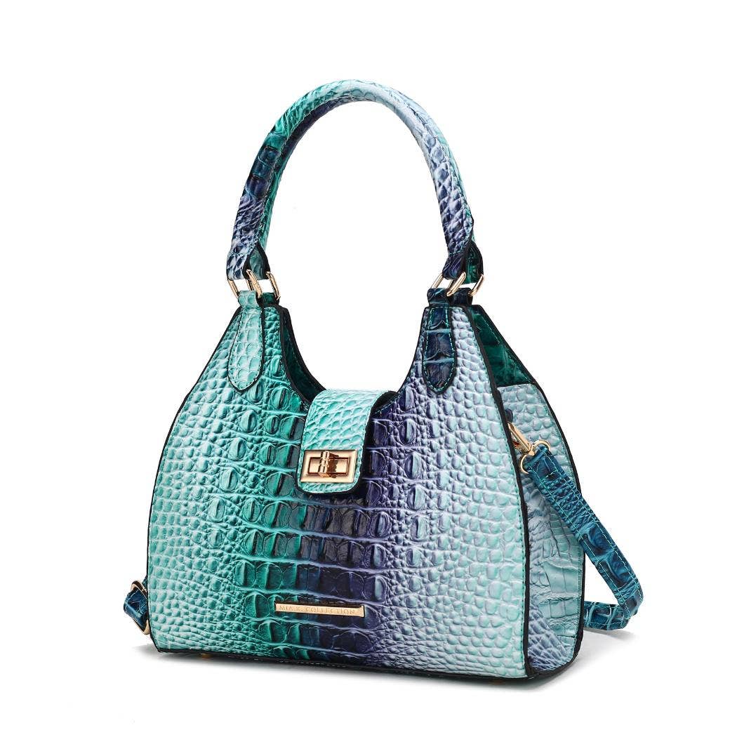 MKF Collection - MKF Ava Gradient Rainbow Faux Crocodile Embossed Tote Bag: Coral