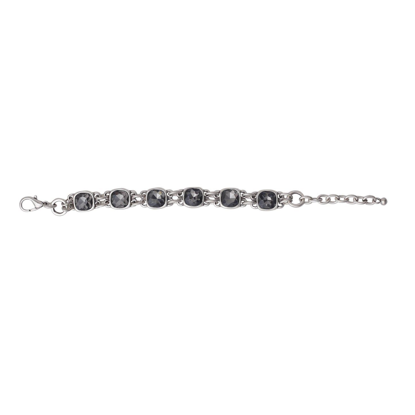 Chanour - Handmade Smoky Crystal Pewter Bracelet - 2911