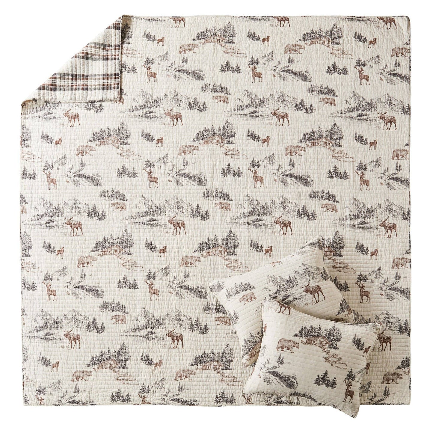 Levtex Home - Lodge Toile Quilt Set: Tan / Full/Queen