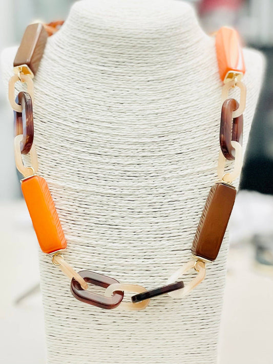 TWO FORTY TWO - CHIC - Long Block & Link (brown/orange) NK556