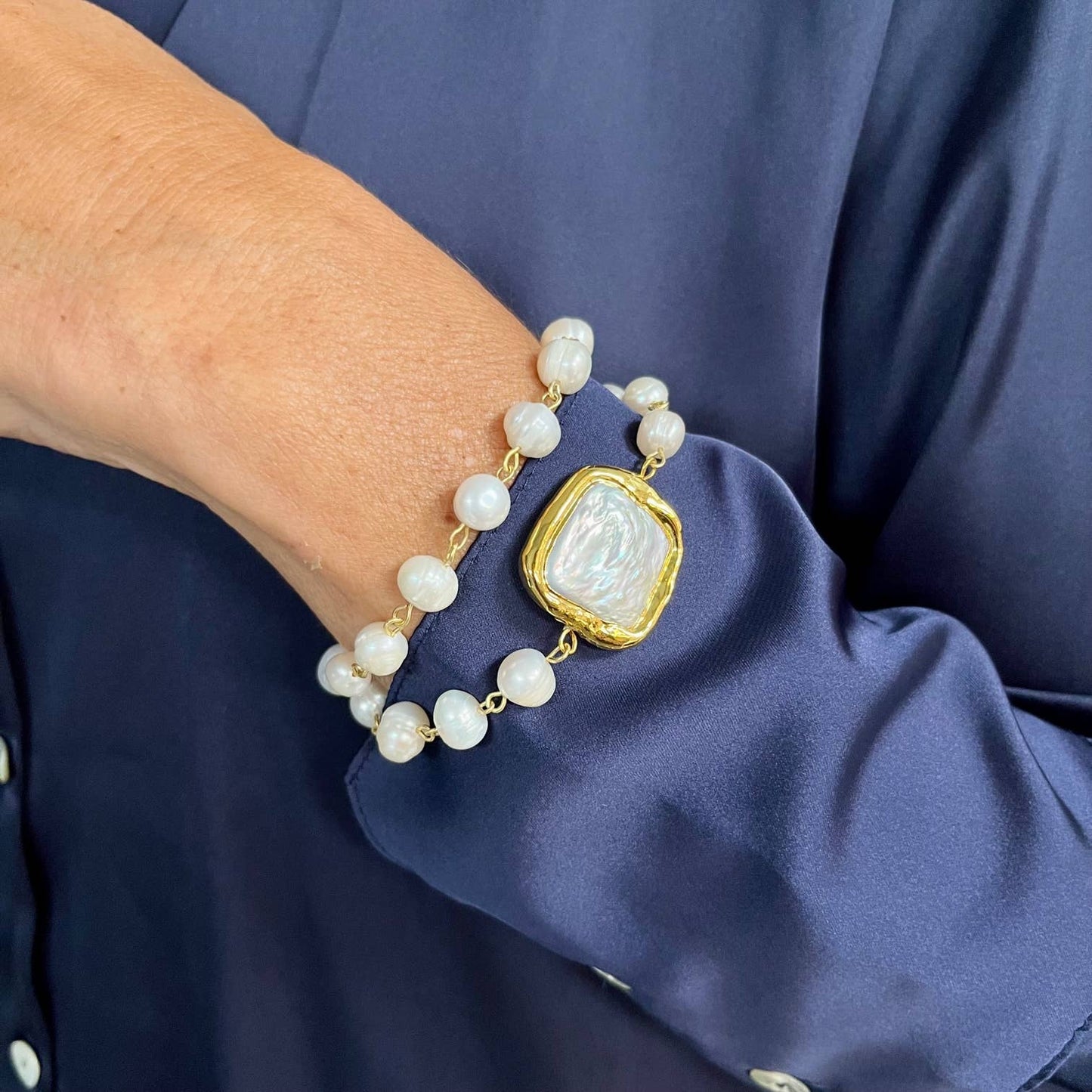 KARINE SULTAN - Pearl layered statement bracelet