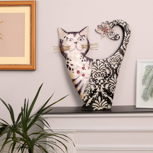 Eangee Home Design - Cat Wall Decor White And Black, Capiz & Metal, Outdoor Safe