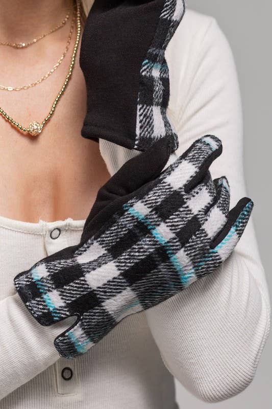 Shop Neighbors - Plaid Smart Touch Gloves: BLACK