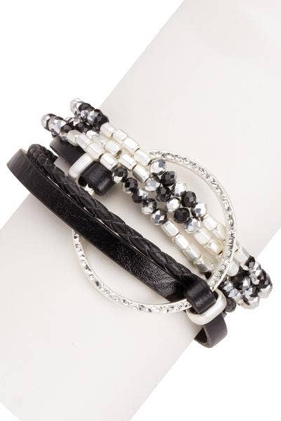 SAACHI - Metallic Go with the Flow Taupe Beaded Bracelet: Taupe