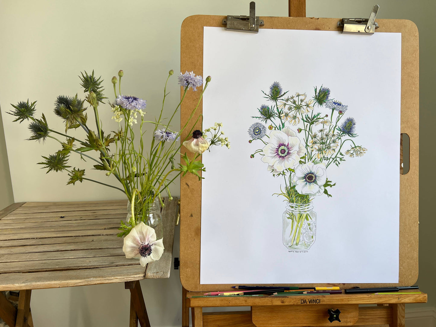 Vivid Cottage - Anemones & Thistle - card