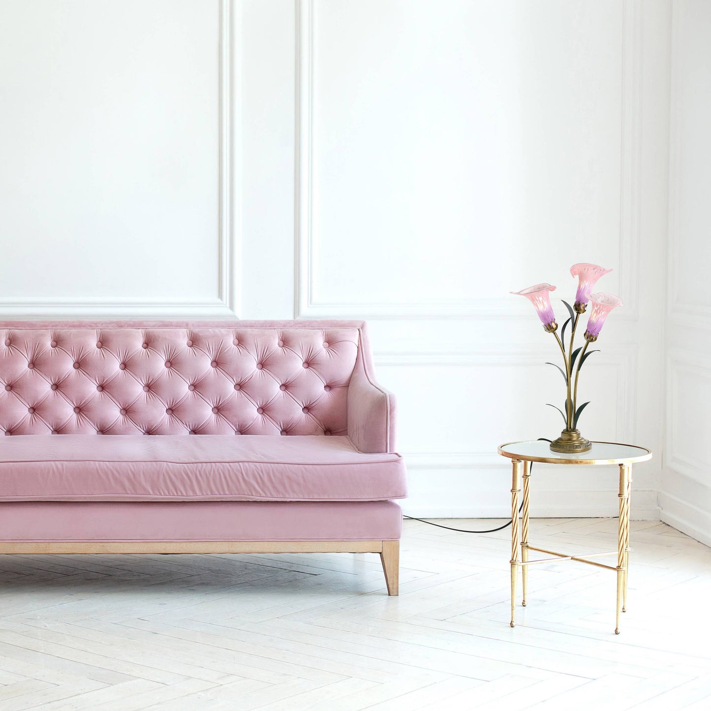 River of Goods - 23.5"H Pink 3 Shade Handblown Glass Calla Lily Table Lamp