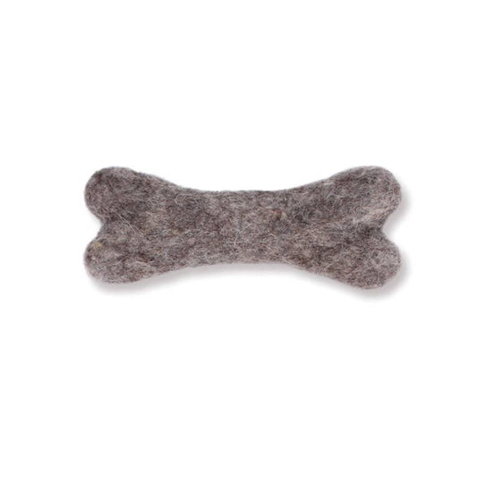 Ethical Global - Eco Wool Dog Bones/Toys: Brown, Gray, White (Fair Trade): Light Grey / Small