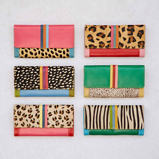 The Paper High Gift Company Limited - Recycled Multicoloured Leather Clutch Purse - Handmade