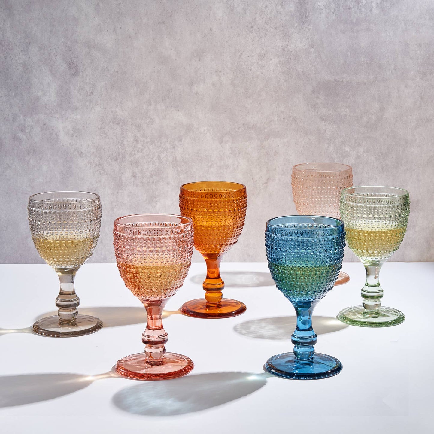 The Wine Savant /  Khen Glassware - Beaded Goblet Wine Drinking Glasses Set | Set of 6 | 14.8 OZ