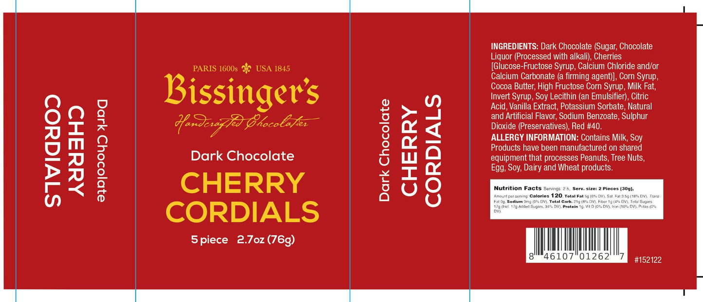 Bissinger's - Dark Chocolate Cherry Cordial Flight - 5 PC