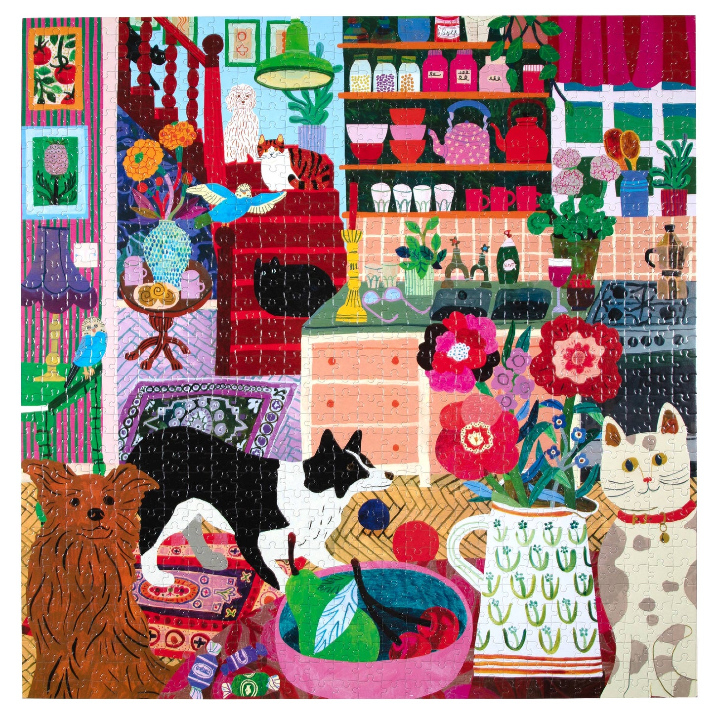 eeBoo - Pets in the Kitchen 1000 Sq Puzzle