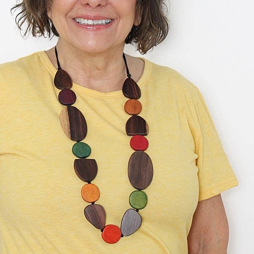 Sylca Designs - Wood Multi Color Noel Necklace
