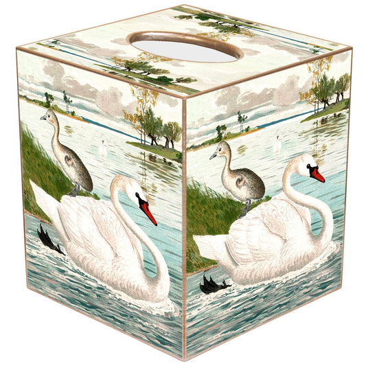 Marye-Kelley - TB6838-Swan in a Pond Tissue Box: Paper Mache