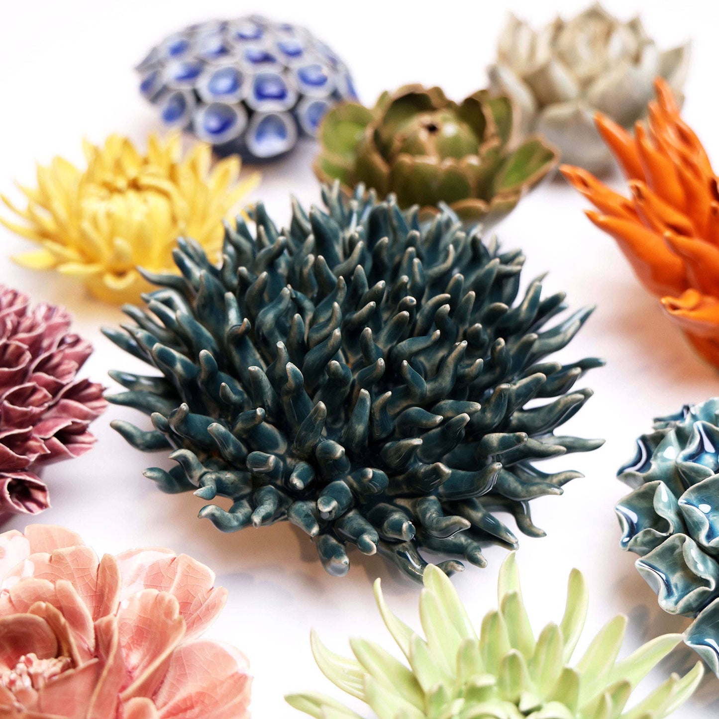 Chive - Ceramic Flower & Faux Succulent Collection 12: Large Flower Orange