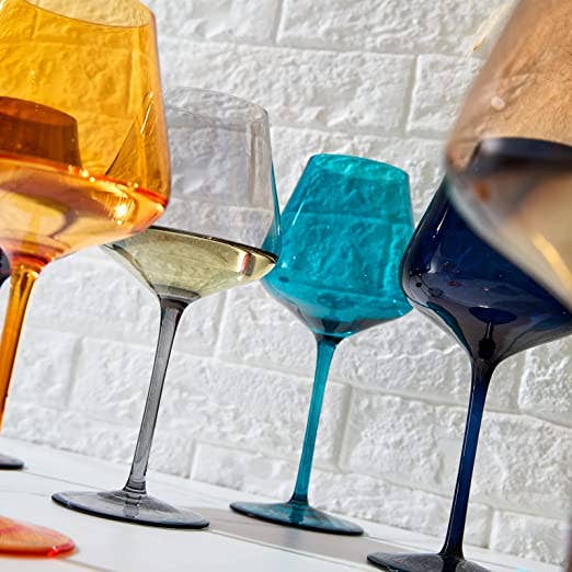 The Wine Savant /  Khen Glassware - Jewel Colored Crystal Wine Glass Set of 6