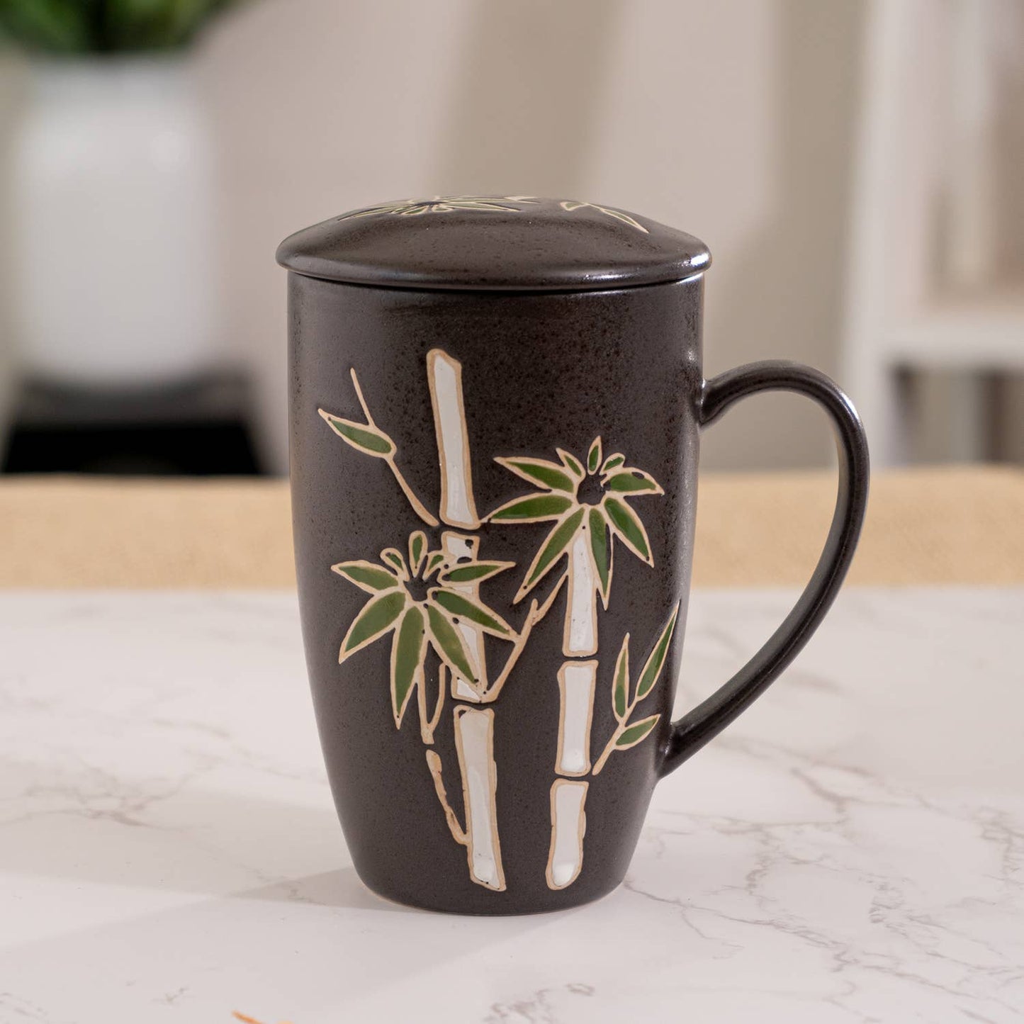 Urban Tokyo - Bamboo Design 15oz Tea Mugs with Lid and Infuser