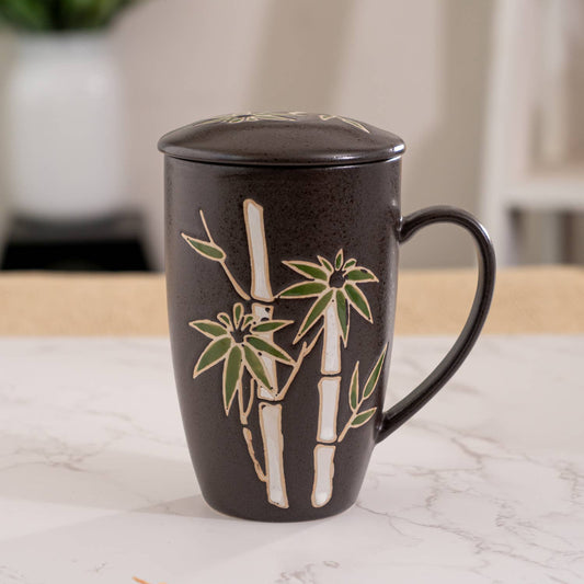 Urban Tokyo - Bamboo Design 15oz Tea Mugs with Lid and Infuser
