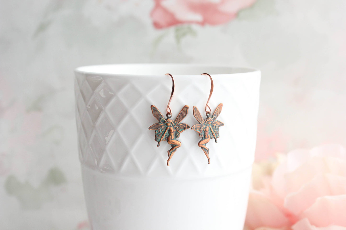 A Pocket of Posies - Fairy Earrings | Mystical Earrings | Silver Wing Earrings: Antiqued Silver