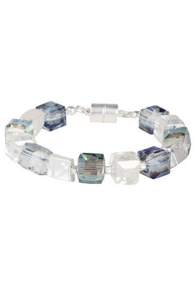 SAACHI - Faceted Bead Stone Stretch Bracelet With Magnetic Clasp