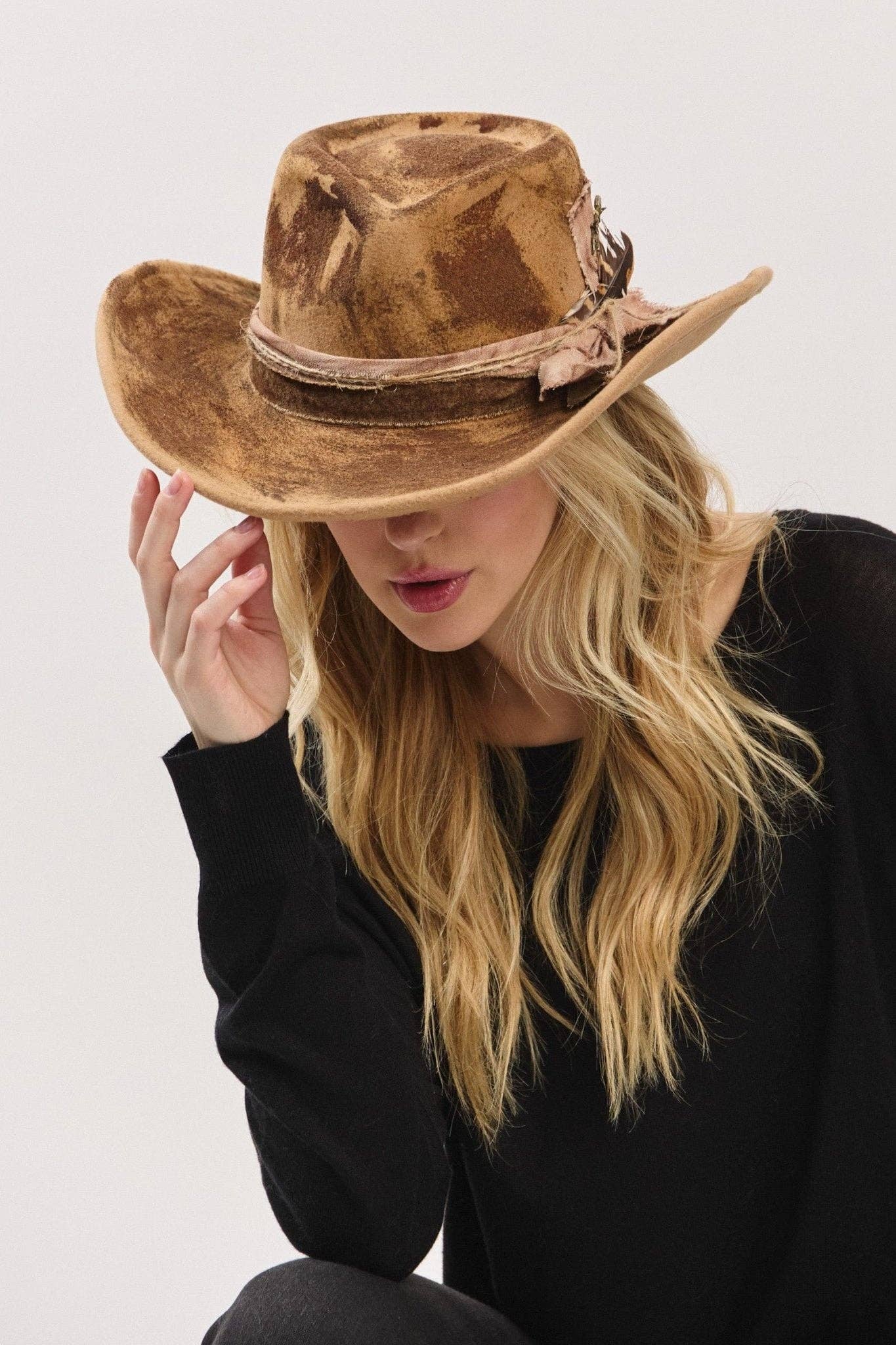 MiMi Wholesale - MH0235 Caroline Heritage Worn Shapable Cowboy/Fedora Hat