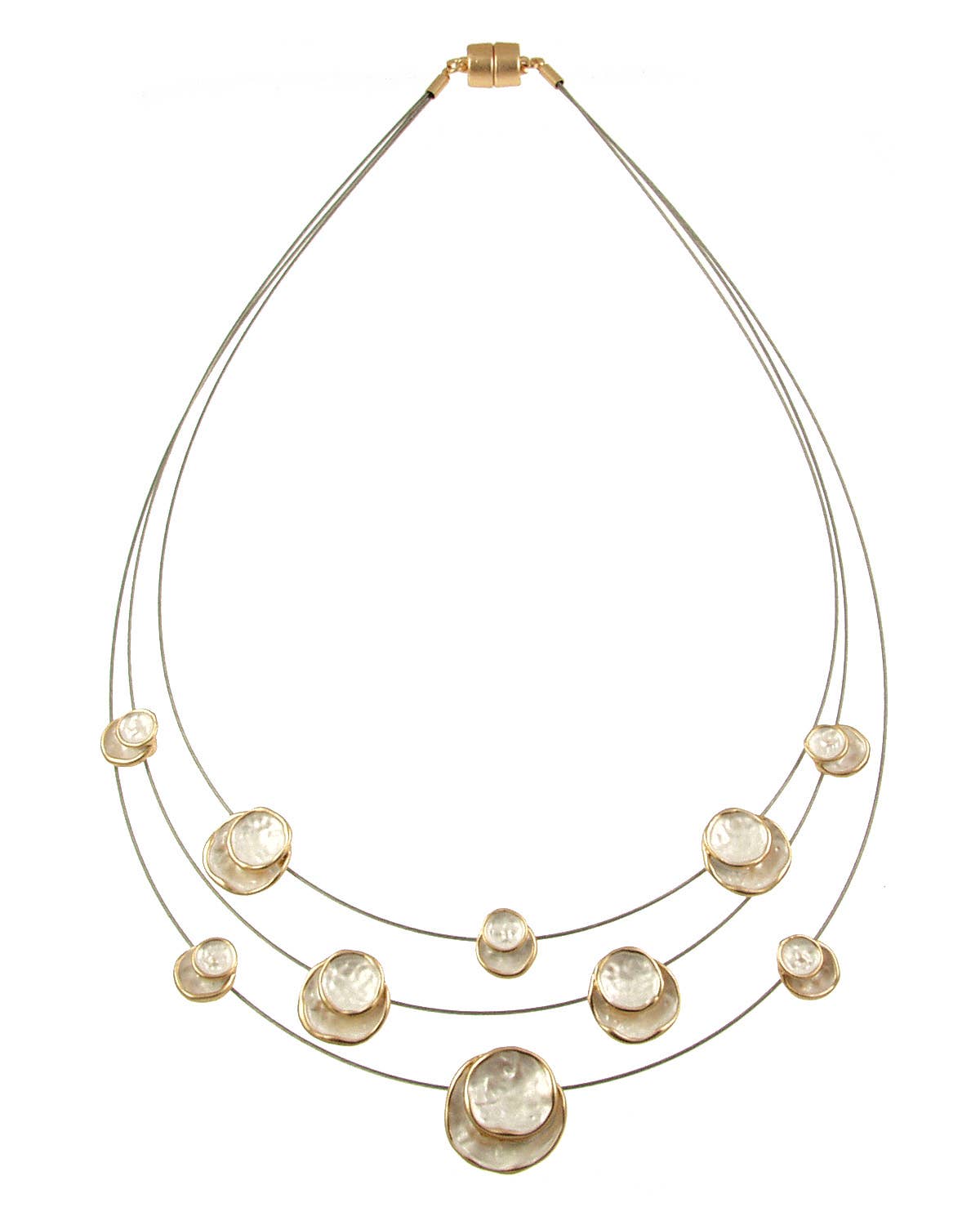 Origin Jewelry - 3-Strand, Layered Circle Necklace,: Aqua