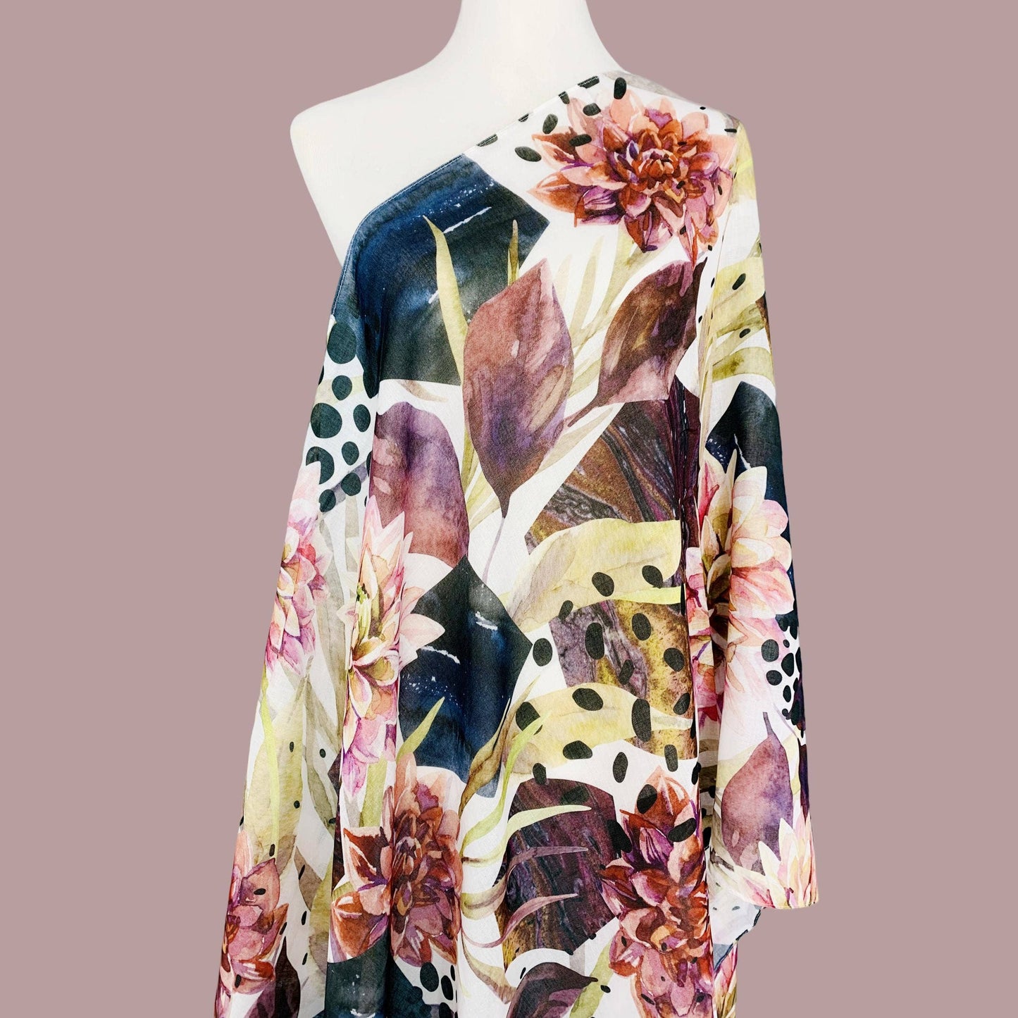 JC Sunny Fashion - JC071144 Burgundy-Multi Floral Scarf