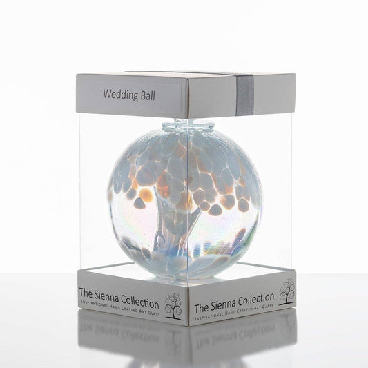 Sienna Glass - 10cm Spirit Ball - Wedding - White