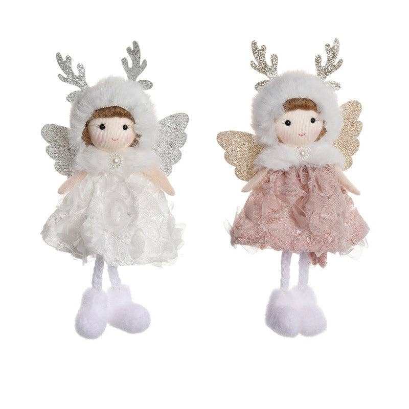 Ekartini - Christmas Plush Angel Girl Ornament: PINK