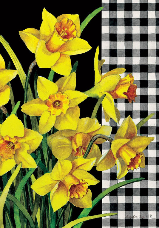 Custom Decor - Daffodil Check-Flag by Sandy Clough - 12” x 18”