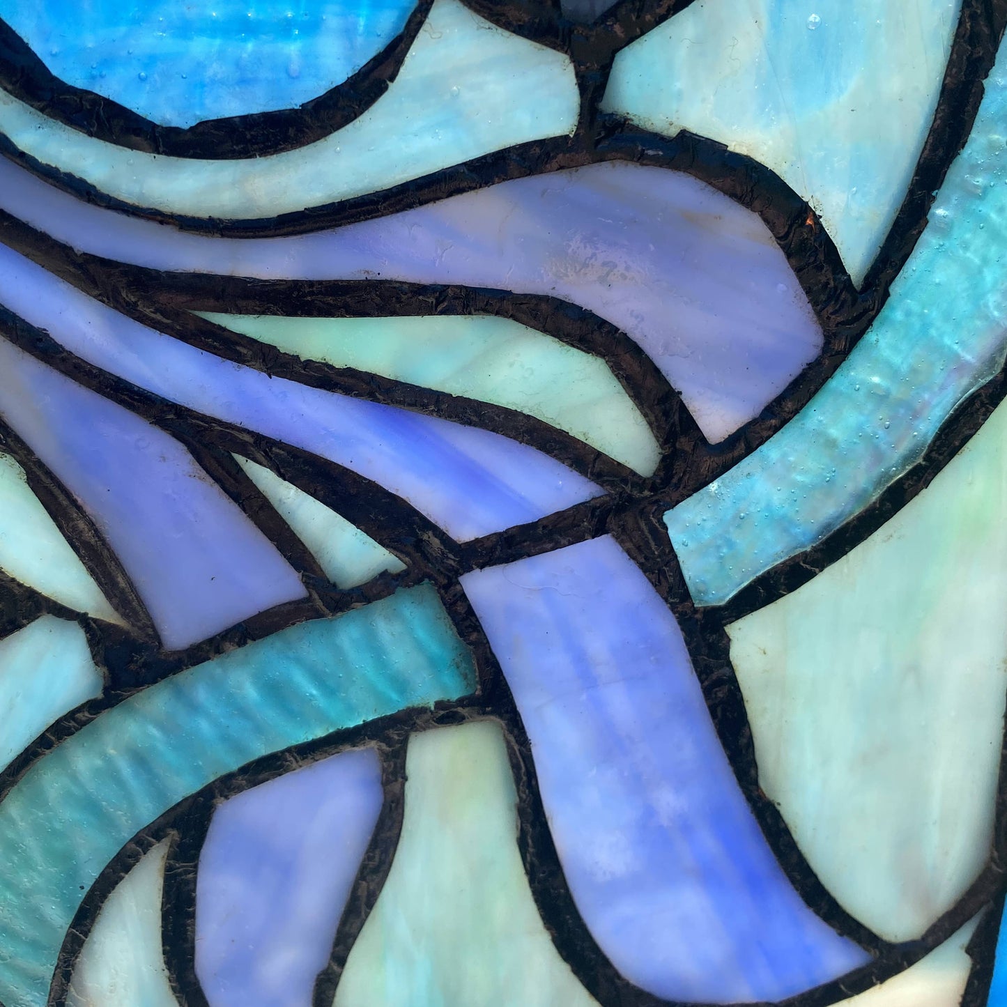 River of Goods - 12"H Ilsa Blue, Purple & Green  Stained Glass Window Panel