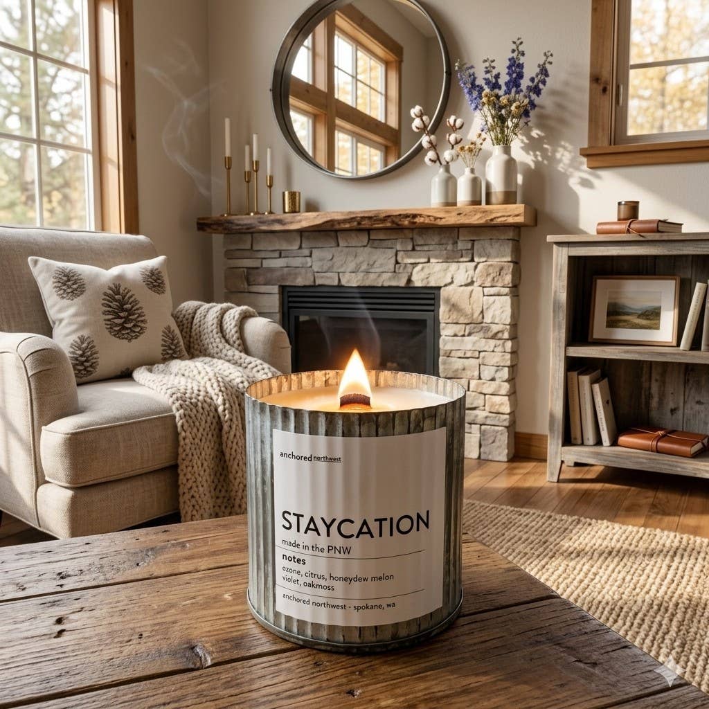 Anchored Northwest - Sasquatch (Bigfoot) Wood Wick Candle, Rustic Farmhouse Decor: 10oz