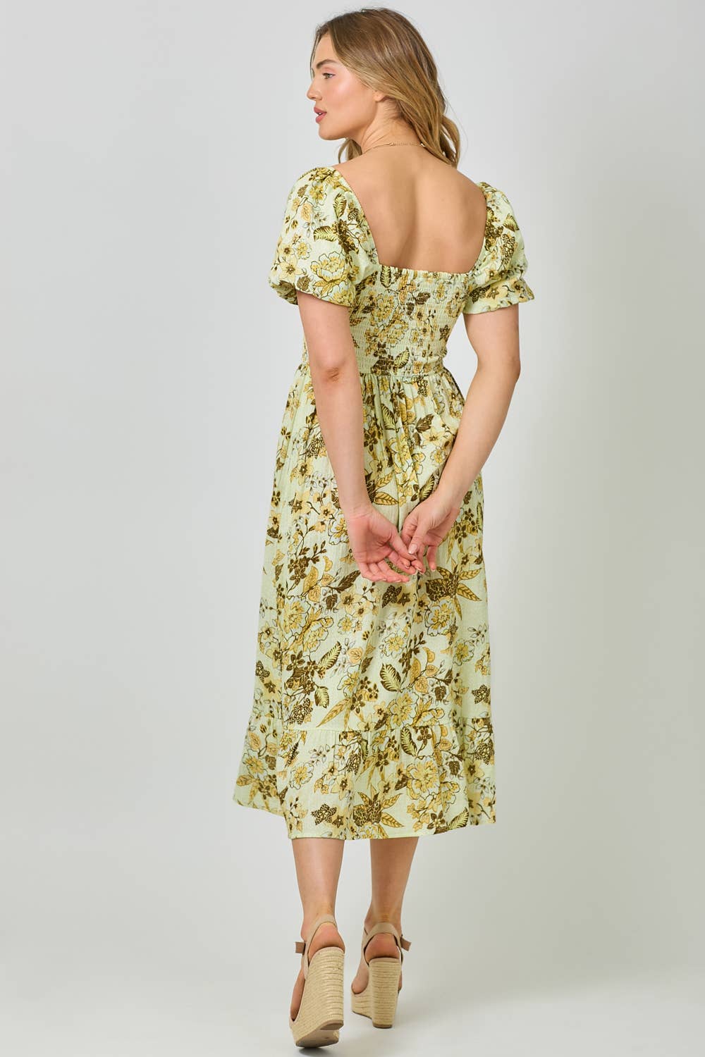 Mystree - 60945 Balloon Sleeve Long Dress: Ocean Blue / Small