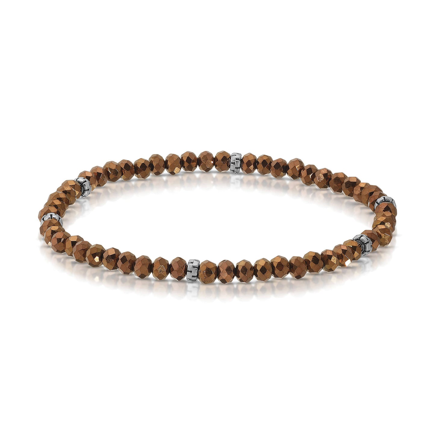 My Fun Colors - Mini Crystal Beaded Stretch Bracelet | So Many Great Colors!: Bronze Crystal+Silver Accent (MC1101S)