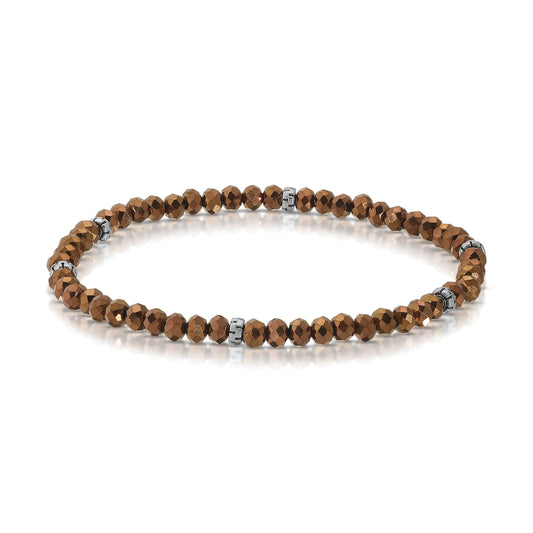 My Fun Colors - Mini Crystal Beaded Stretch Bracelet | So Many Great Colors!: Bronze Crystal+Silver Accent (MC1101S)