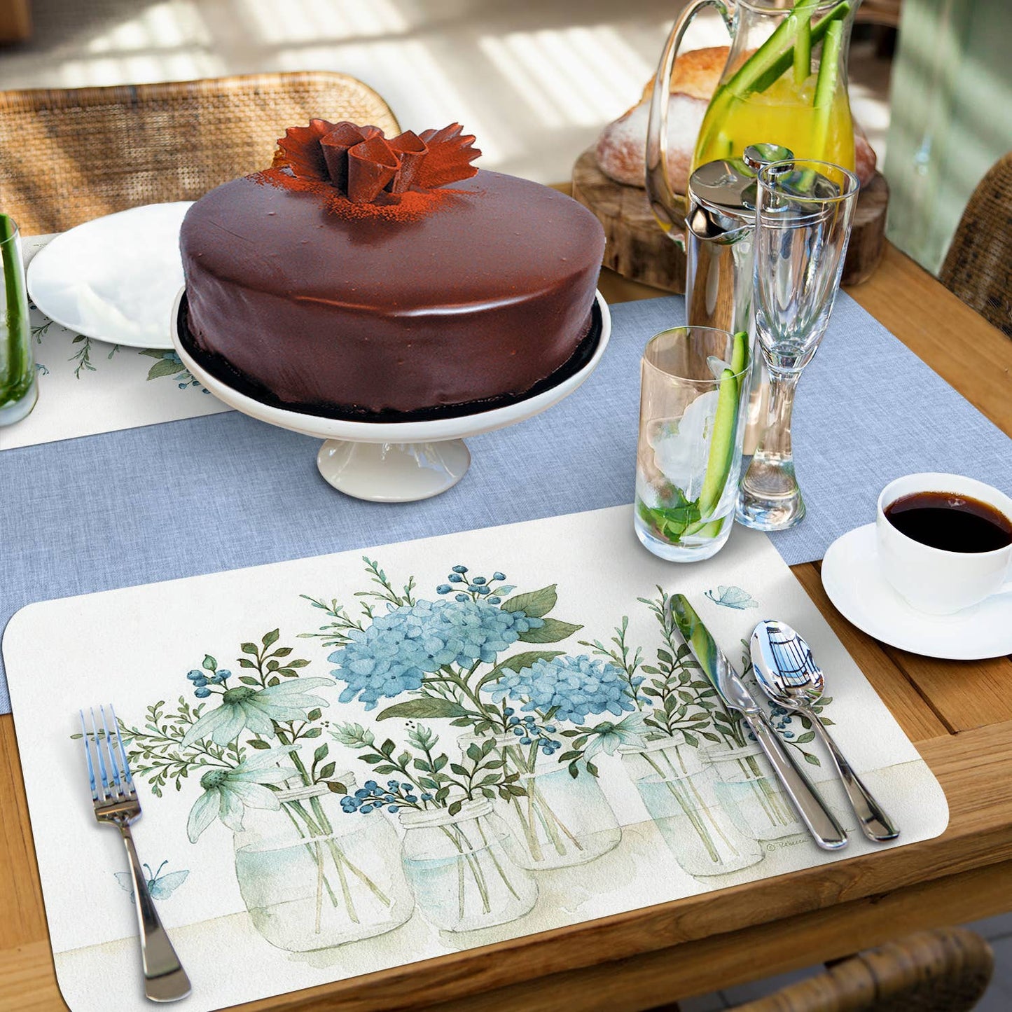 CounterArt/Highland Home/Thirstystone - Mason Jars & Florals Reversible Flexible Plastic Placemat