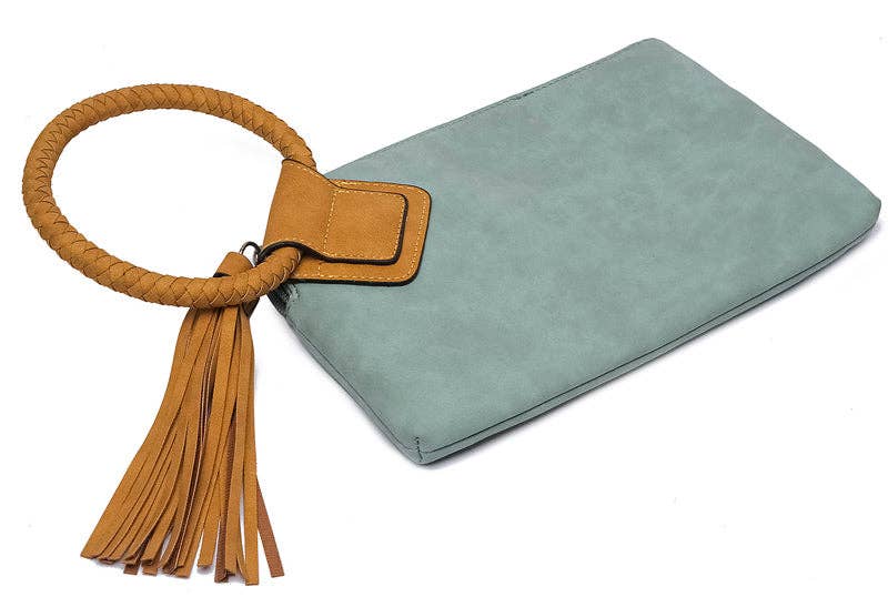 MiMi Wholesale - BP204 Fashion Cuff Handle Tassel Wristlet Clutch: Rust