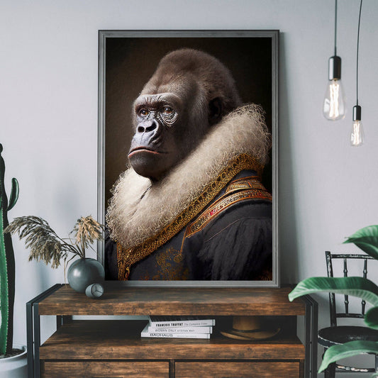 Ink & Drop - Gorilla Animal Head Print: 11 ¾ x 15 ¾ in | 30x40 cm / Matte