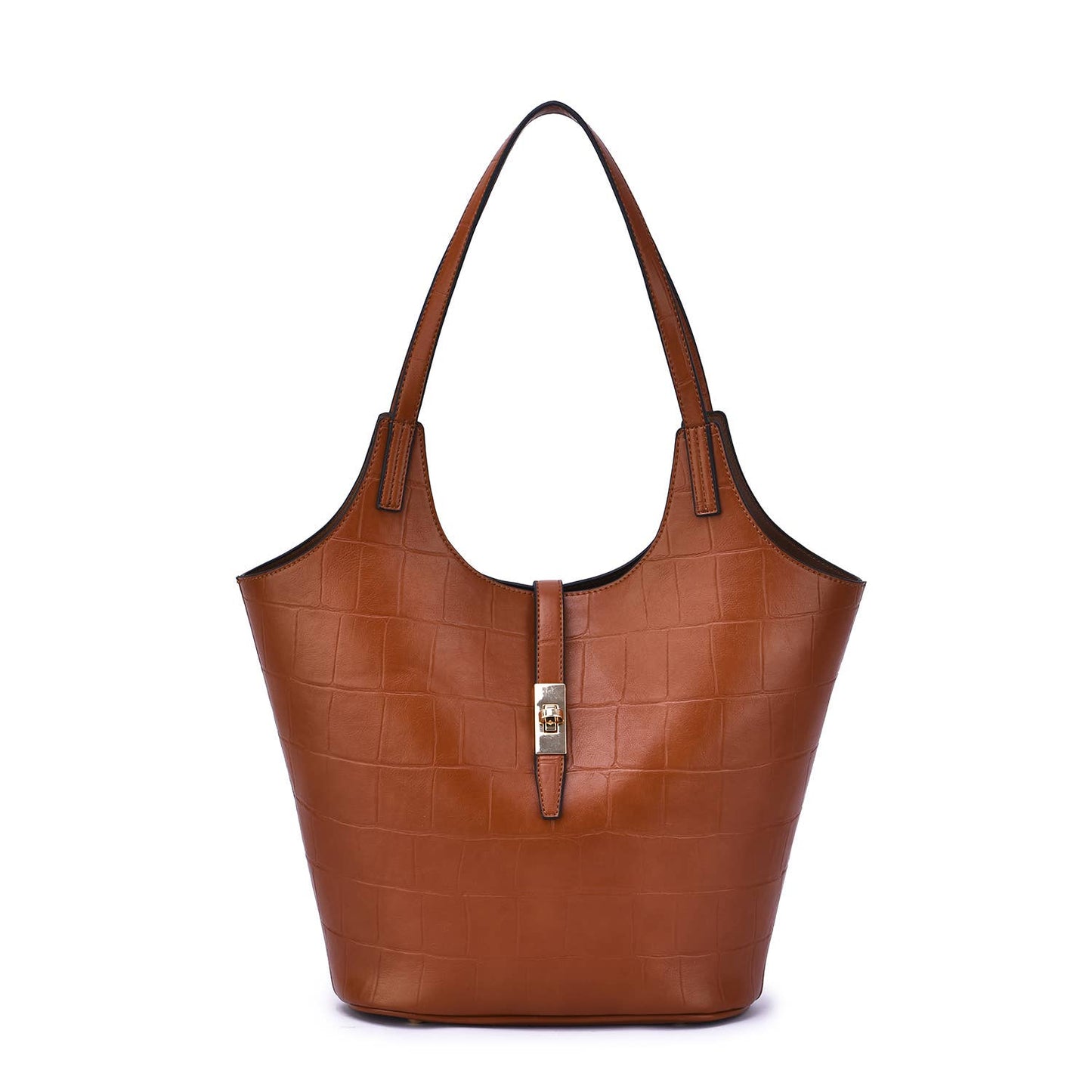 Mellow World - Clio 2-in-1 Croc Embossed Tote: Latte