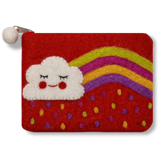 BNB Crafts Inc. - Cloud and Rainbow with Raindrop Design Coin Purse: Red