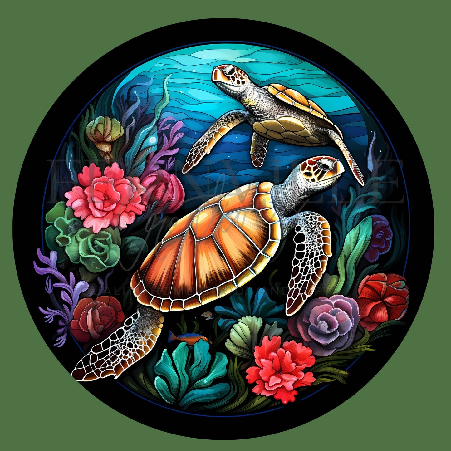 Fernville Creations - Turtle Tempered Glass Cutting & Serving Board: 12 Inch