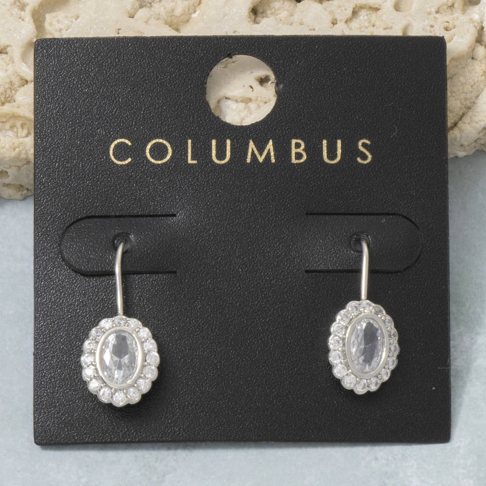 The Looks by Fame Accessories - Oval Cz Halo Drop Earrings: GOLD
