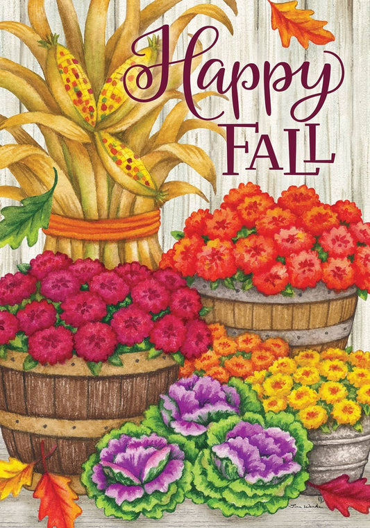 Custom Decor - Fall Mums-Flag by Tina Wenke - 12” x 18”