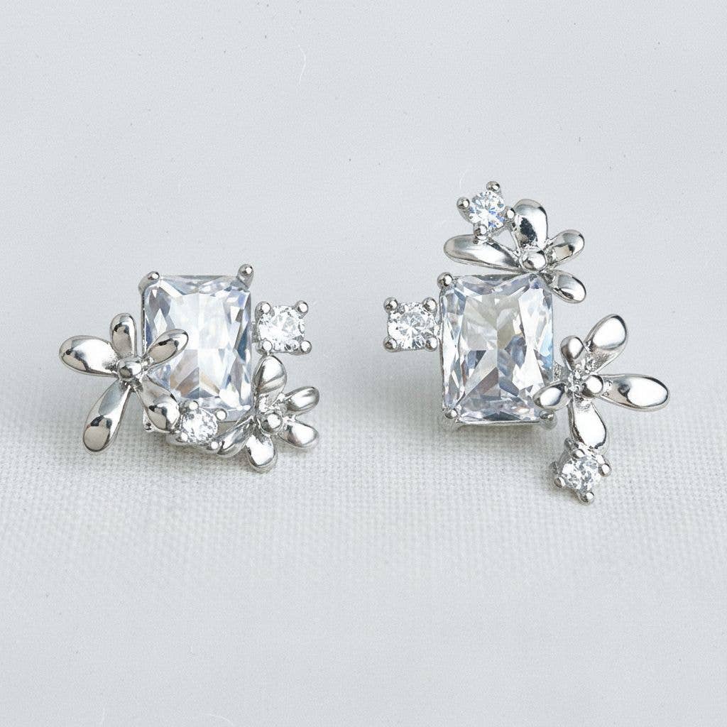 Ellemadera - Floral Cluster Gemstone Drop Earrings