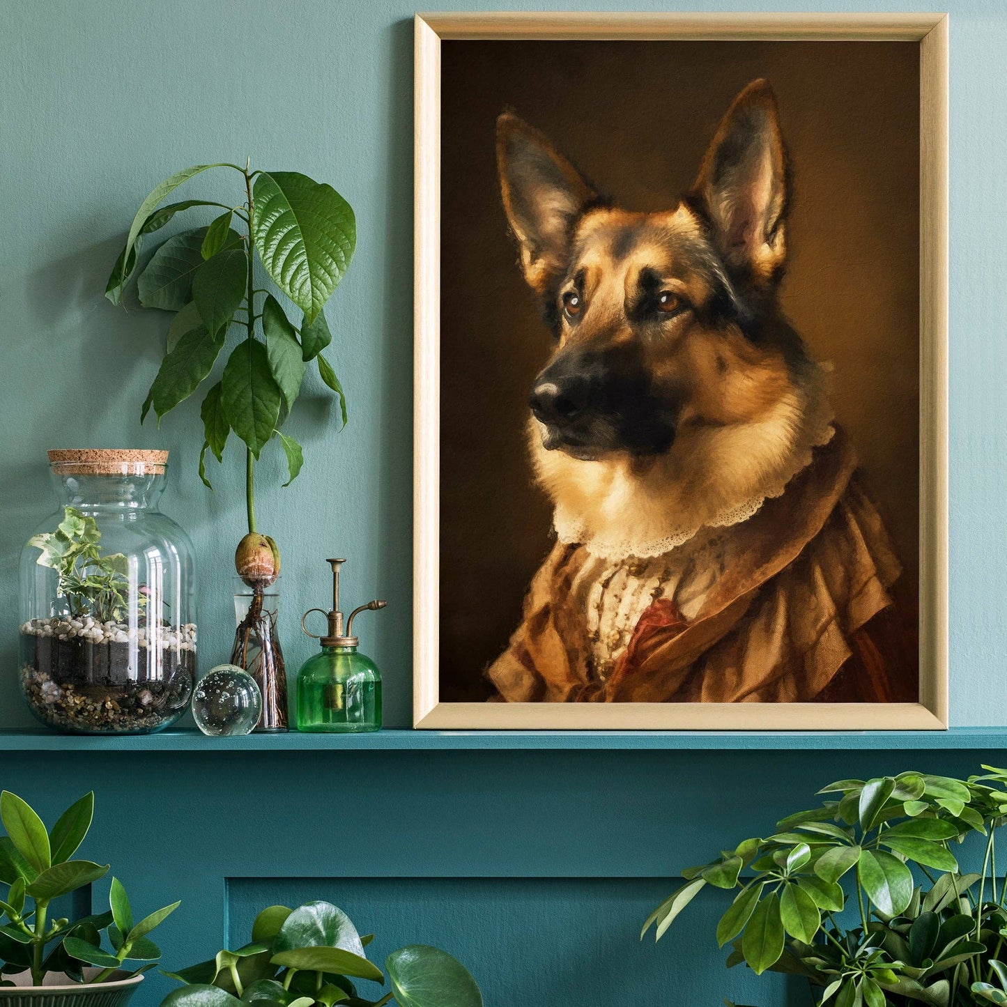 Ink & Drop - German Shepherd Alsatian Dog Portrait Print: 11 ¾ x 15 ¾ in | 30x40 cm / Matte