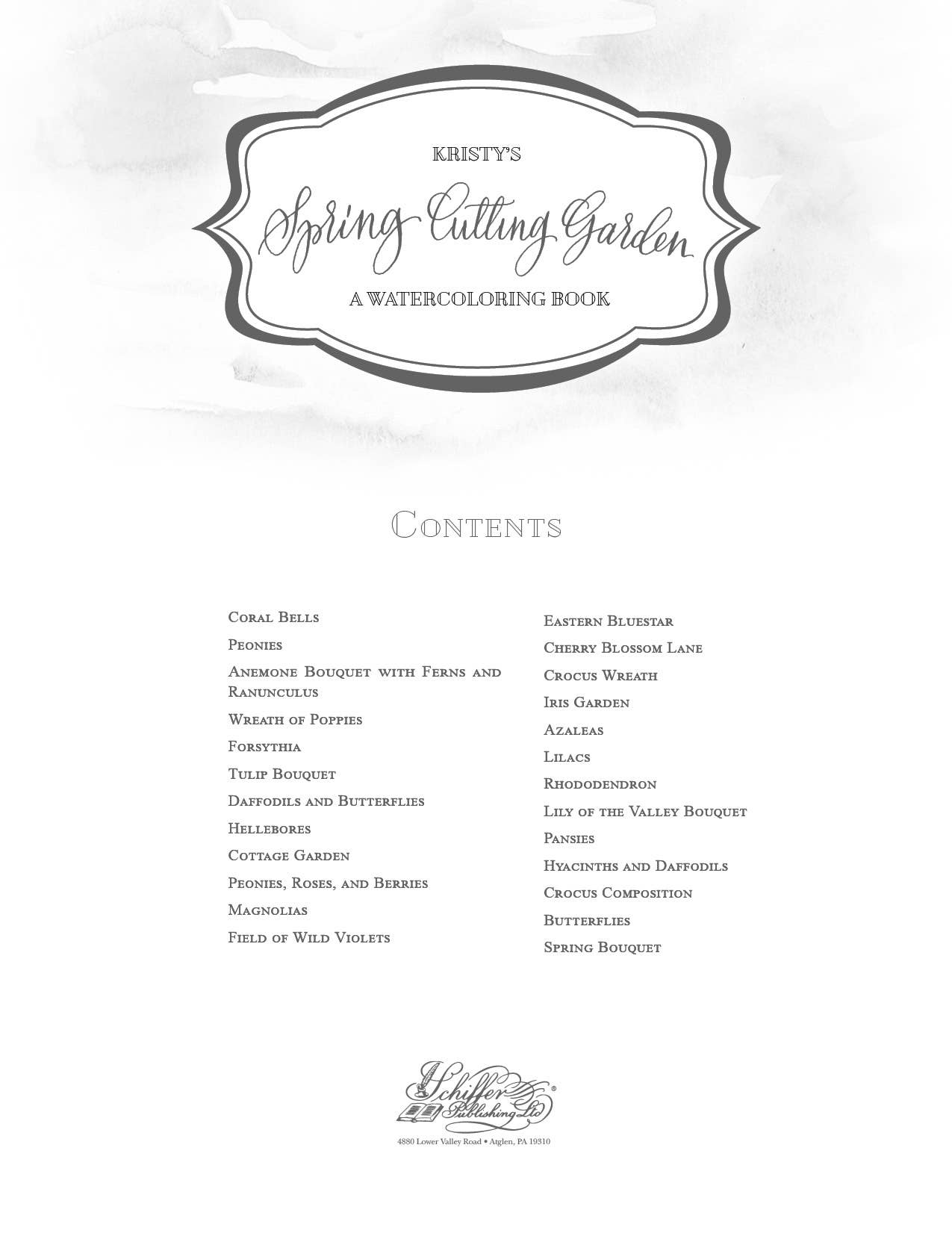 Schiffer Publishing - Kristy's Spring Cutting Garden: A Watercoloring Book
