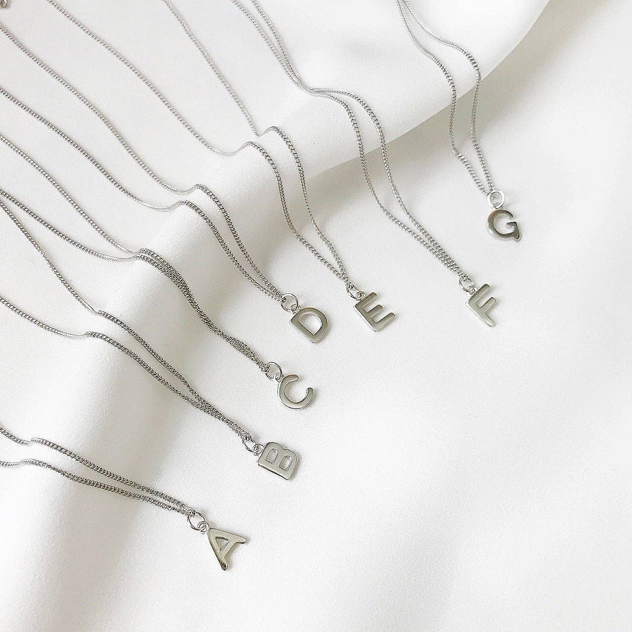 Haengseongworkshop - Initial Custom Letter Necklace 14/15/16 inches with Extender Surgical Steel: 16 inches / A