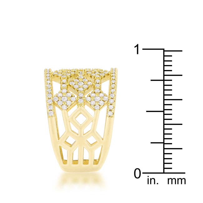 JGoodin - Marlene 0.6ct CZ 14k Gold Wide Band Cocktail Ring: 7