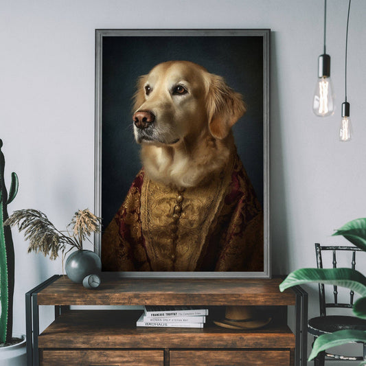 Ink & Drop - Golden Retriever Dog Portrait Print: 11 ¾ x 15 ¾ in | 30x40 cm / Matte
