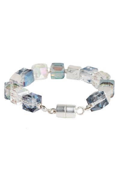 SAACHI - Faceted Bead Stone Stretch Bracelet With Magnetic Clasp